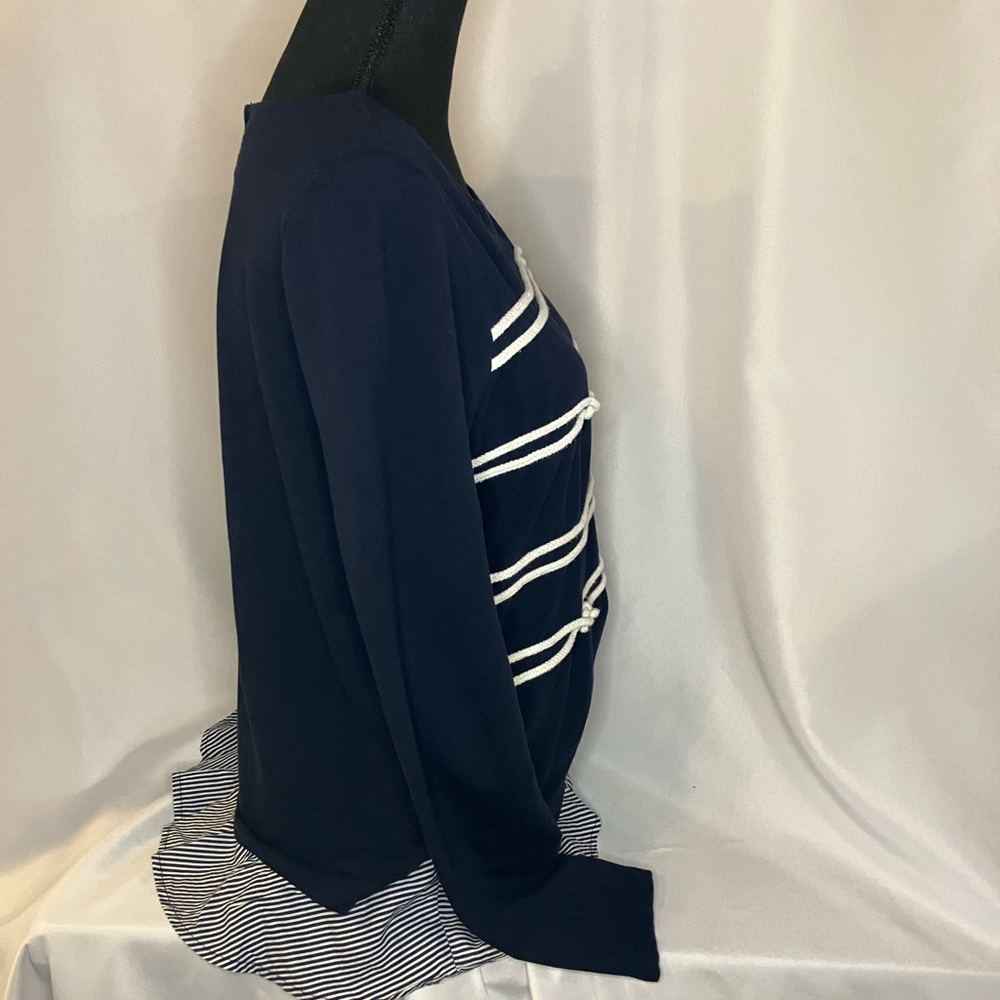 womens tops medium long sleeve cotton navy white nautical